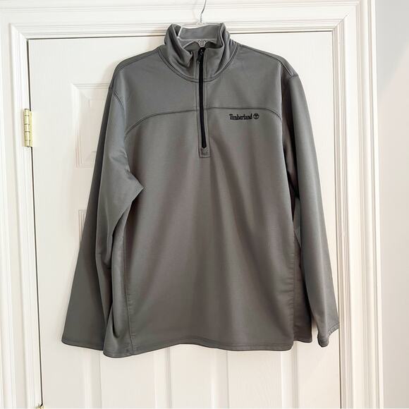 Timberland 1/4 Zip Textured Pullover Long Sleeve Shirt Mens Large Grey Gray - Picture 3 of 10
